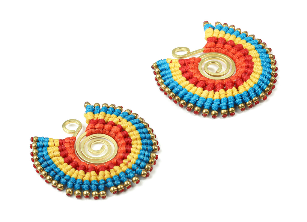 Tassels Macrame Earrings - Bohemian Tassel Earring - Gypsy Earrings - Tassel Findings  - Jewelry Supplies - 39.33x41.44x3.63mm - TS1137B - DOMEDBAZAAR