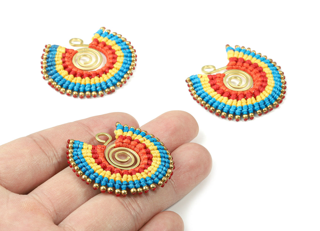 Tassels Macrame Earrings - Bohemian Tassel Earring - Gypsy Earrings - Tassel Findings  - Jewelry Supplies - 39.33x41.44x3.63mm - TS1137B - DOMEDBAZAAR