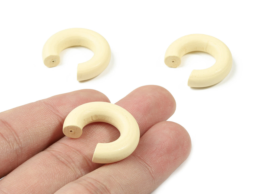 Wooden Earring Open Hoops - C Wooden Earring - Wood Jewelry- Wood Shapes - Natural Wood Earrings - Jewelry Supplies - 25.6x25.6x6mm - BB1097 - DOMEDBAZAAR