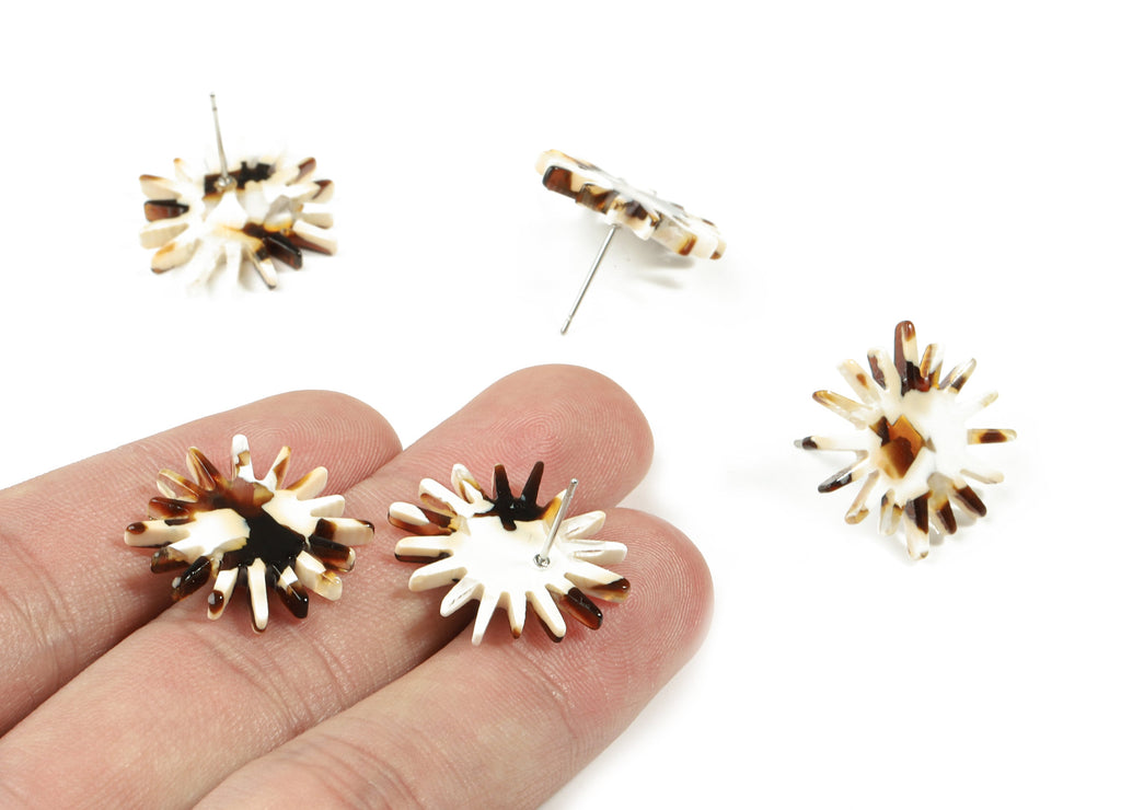 Acetate Sun Earring Stud - Star Earring Post - Surgical Stud - Jewelry Supplies - Color Code: A257 - 22.22x21.66x2.62mm - AC1814-A257 - DOMEDBAZAAR