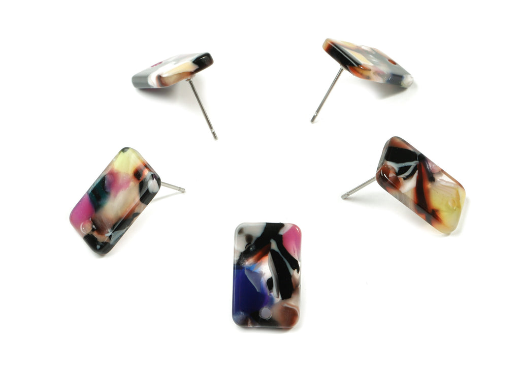 Acetate Rectangle Earring Post - Rectangle Earring Stud - Stainless Stud - Jewelry Supplies - Color Code: A11 - 16.9x10.9x2.7mm - AC1579-A11 - DOMEDBAZAAR