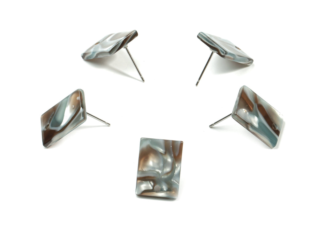 Acetate Rectangle Earring Stud - Rectangle Earring Post - Surgical Stud - Jewelry Supplies - Color Code: A22 - 15.5x11.8x2.18mm - AC1663-A22 - DOMEDBAZAAR