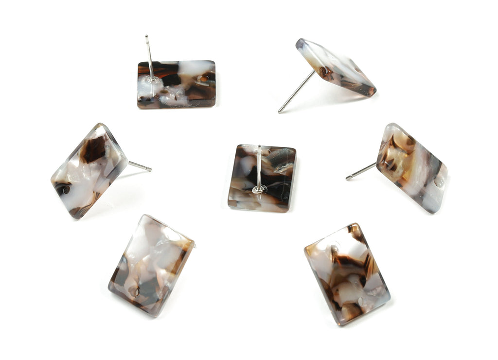 Acetate Rectangle Earring Stud - Rectangle Earring Post - Surgical Stud - Jewelry Supplies - Color Code: A412 - 16x11.7x2.6mm - AC1663-A412 - DOMEDBAZAAR