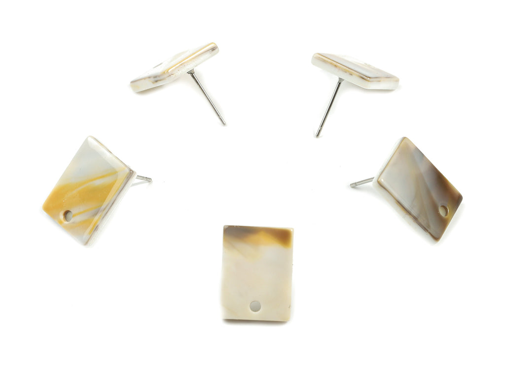 Acetate Rectangle Earring Stud - Rectangle Earring Post - Surgical Stud - Jewelry Supplies - Color Code: A452 - 15.5x12x2.5mm - AC1663-A452 - DOMEDBAZAAR