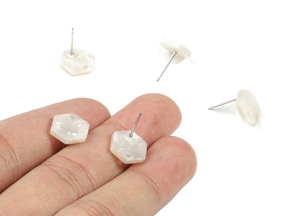 Acetate Hexagon Earring Stud - Hexagon Earring Post - Surgical Stud - Jewelry Supplies - Color Code: A12 - 10.89x10.89x2.5mm - AC1633-A12 - DOMEDBAZAAR