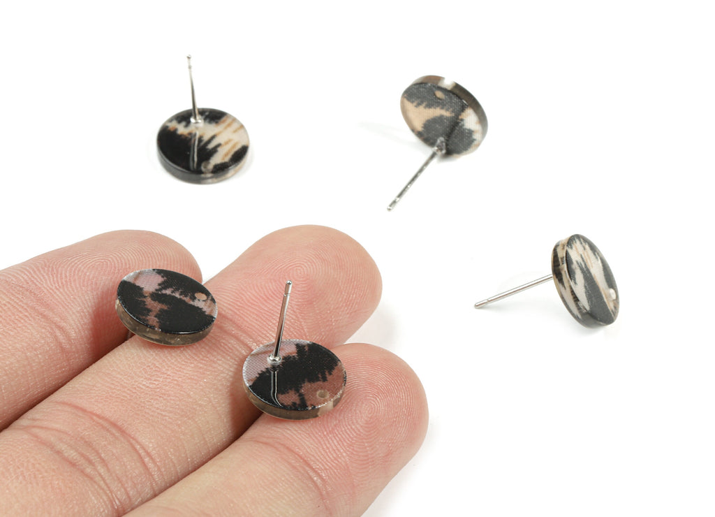 Acetate Round Earring Stud - Round Earring Post - Surgical Stud - Jewelry Supplies - Color Code: A266 - 11.68x11.68x2.22mm - AC1139-A266 - DOMEDBAZAAR