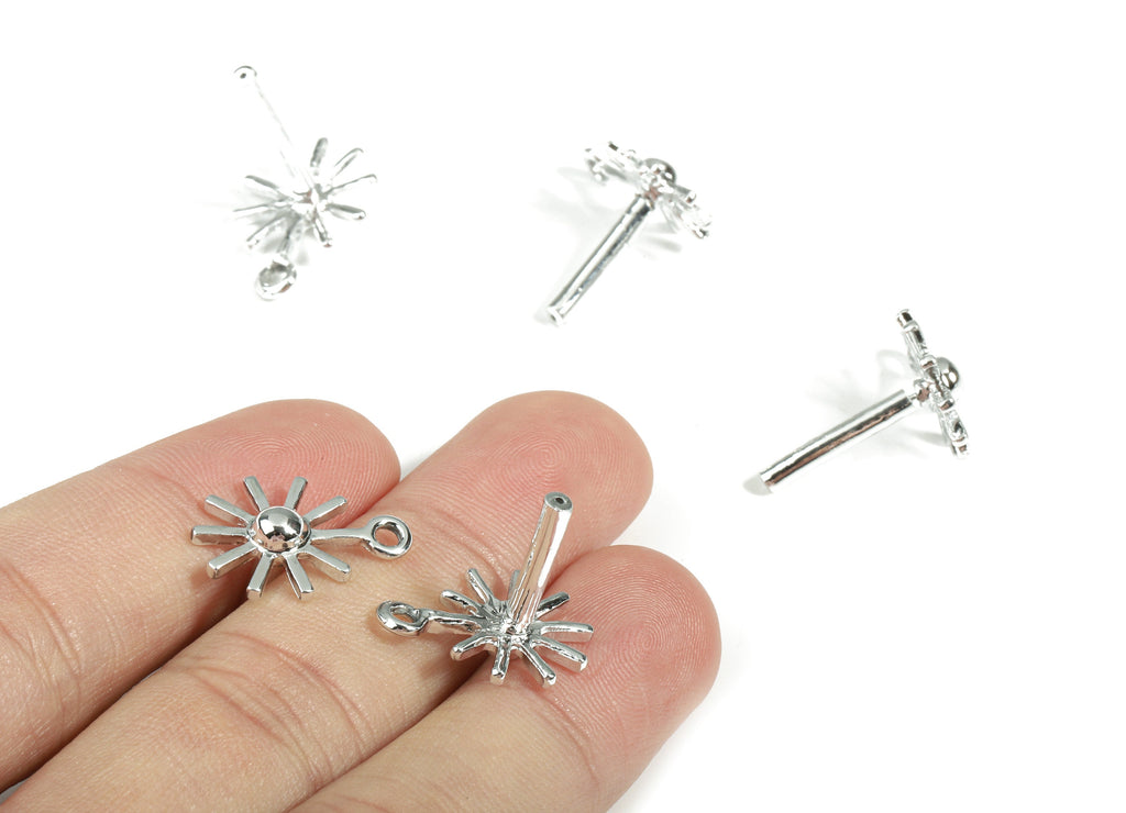 Alloy Star Stud Earring With Loop - Zinc Alloy Sun Earring Post - Surgical Stud - Gold Tone Plated - 18.18x13.47x1.66mm - ZZ1684 - DOMEDBAZAAR