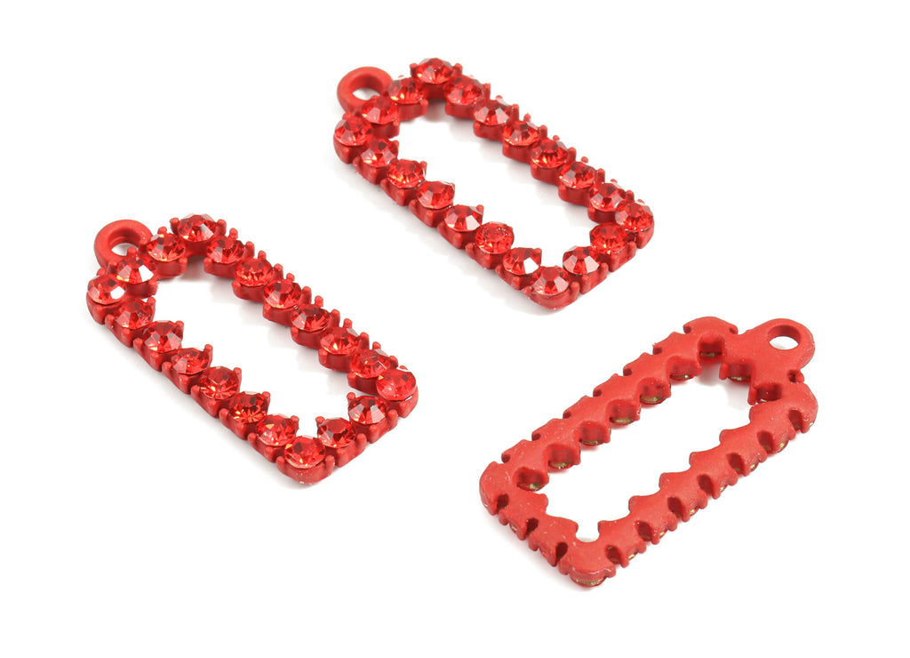 Alloy Rectangle Earring Charms With Glasses - Zinc Alloy Rectangle Pendant - Matte Red Tone Plated - 27.75x12.67x3.1mm - ZZ1629 - DOMEDBAZAAR