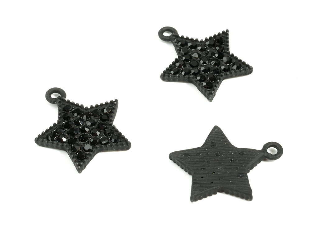 Alloy Star Earring Charms With Glasses - Zinc Alloy Star Pendant - Matte Black Tone Plated - Jewelry Supplies - 22.02x18.34x2.41mm - ZZ1640 - DOMEDBAZAAR