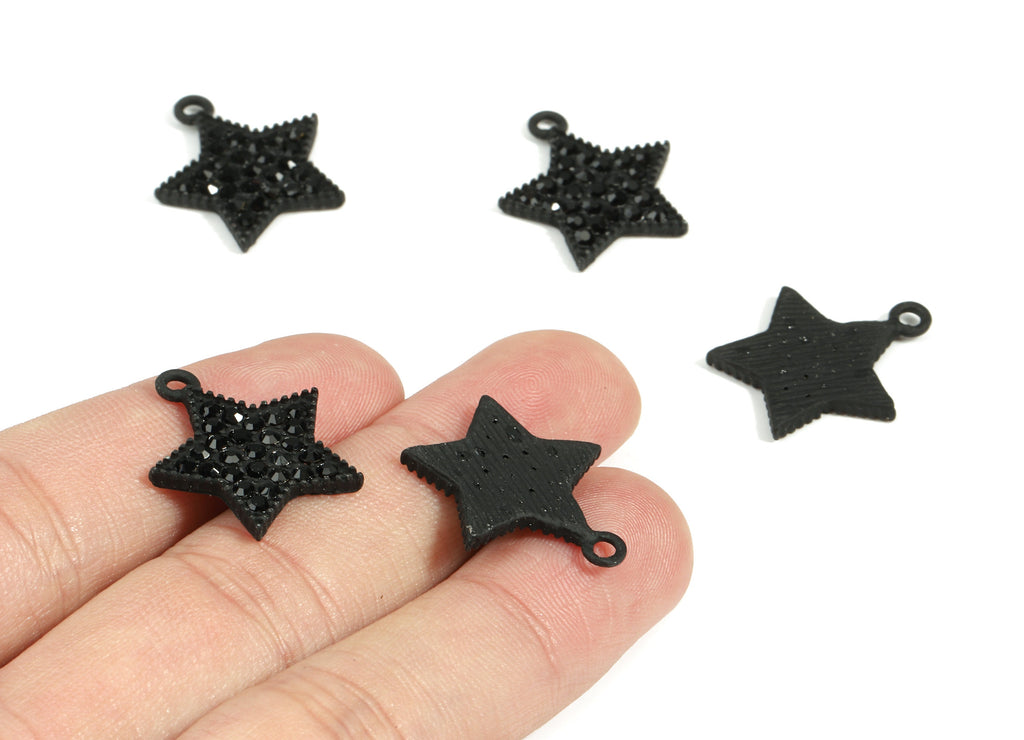 Alloy Star Earring Charms With Glasses - Zinc Alloy Star Pendant - Matte Black Tone Plated - Jewelry Supplies - 22.02x18.34x2.41mm - ZZ1640 - DOMEDBAZAAR