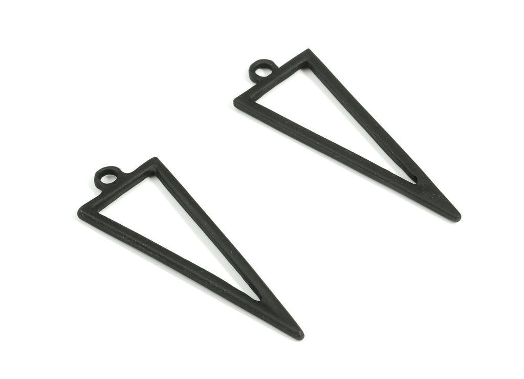 Alloy Triangle Earring Charms - Zinc Alloy Triangle Pendant - Matte Black Tone Plated - Jewelry Supplies - 42.53x15.41x1.97mm - ZZ1669 - DOMEDBAZAAR