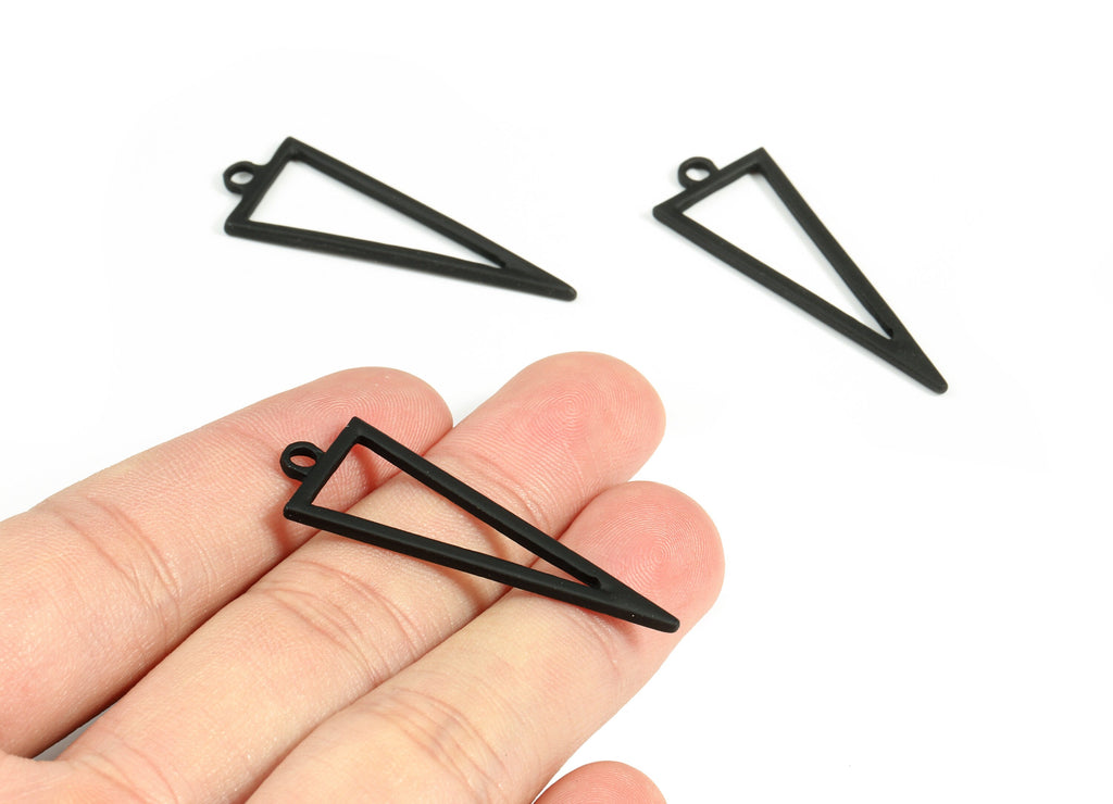 Alloy Triangle Earring Charms - Zinc Alloy Triangle Pendant - Matte Black Tone Plated - Jewelry Supplies - 42.53x15.41x1.97mm - ZZ1669 - DOMEDBAZAAR