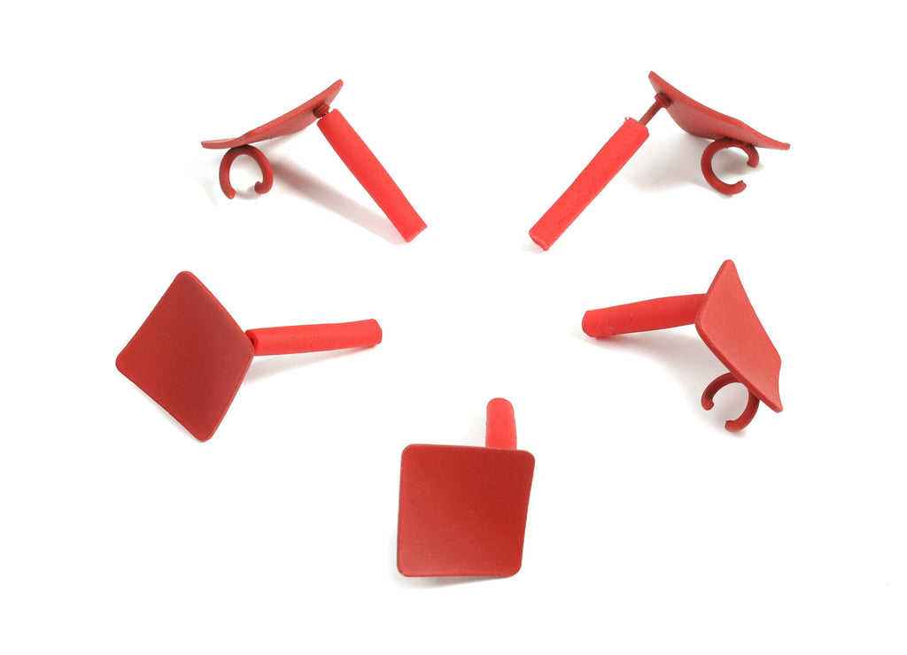 Alloy Square Stud Earring With Loop - Zinc Alloy Square Earring Post - Silver Stud - Matte Red Tone Plated - 11.48x11.48x0.82mm - ZZ1614 - DOMEDBAZAAR