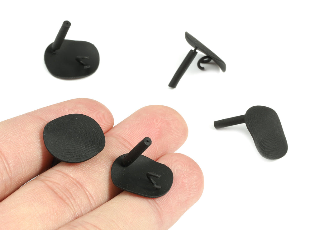 Alloy Round Stud Earring With Loop - Zinc Alloy Circle Earring Post - Silver Stud - Matte Black Tone Plated - 17.1x17.1x1mm - ZZ1624 - DOMEDBAZAAR