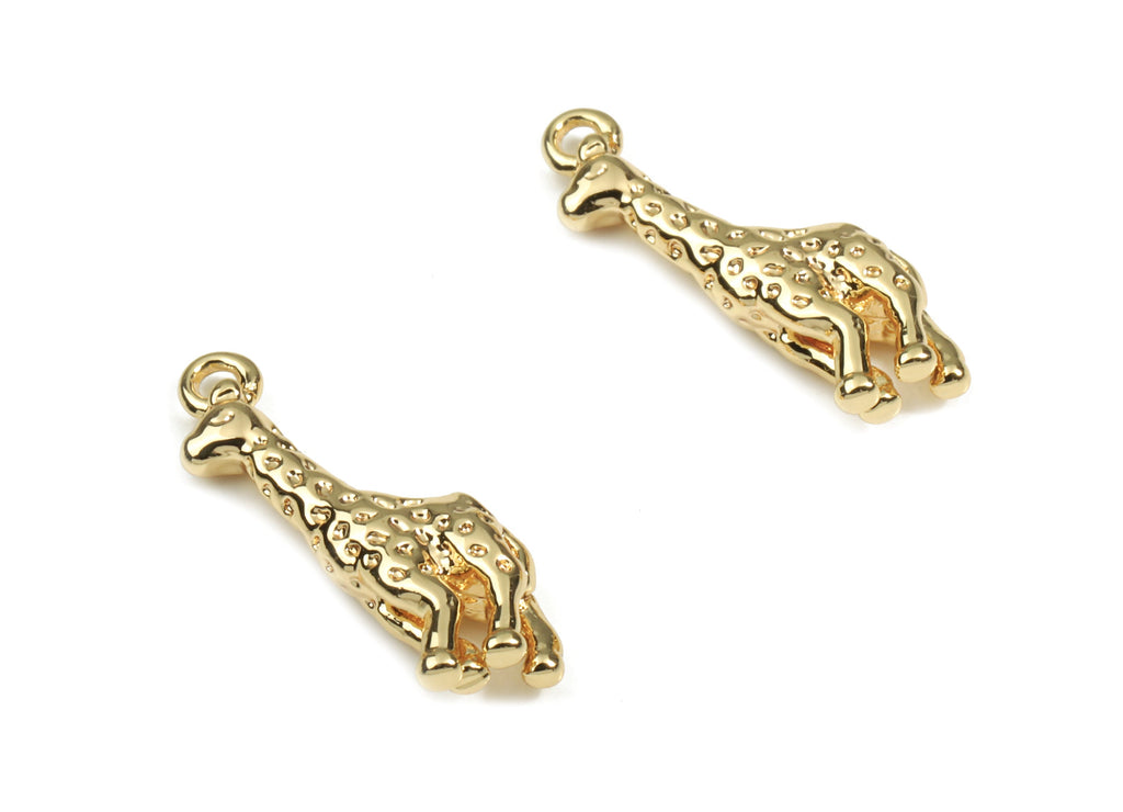 Brass Giraffe Earring Charms - Gold Brass Giraffe Pendant - 18K Real Gold Plated Brass - Jewelry Supplies - 16.1x5.81x3.21mm - RGP2620 - DOMEDBAZAAR