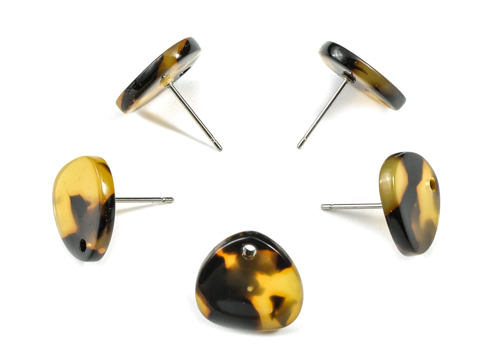 Acetate Acrylic Earring Stud - Tortoise Shell - Triangle Post - Jewelry Making Supplies - Color Code: A01 - 13.8x13.8x2.54mm - AC1590-A01 - DOMEDBAZAAR