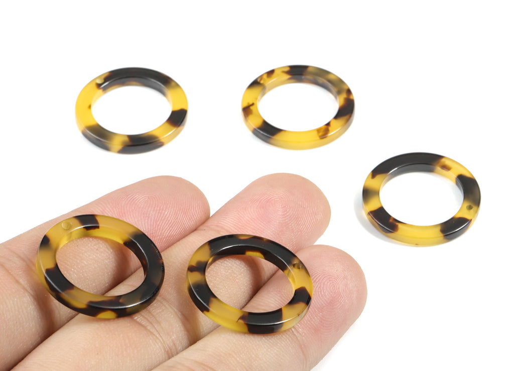 Acetate Hoop Earrings Charms - Tortoise Hoop Shell Earrings - Round Circle Pendant - Color Code: A02 - 22.8x22.8x2.63mm - AC1118A - DOMEDBAZAAR