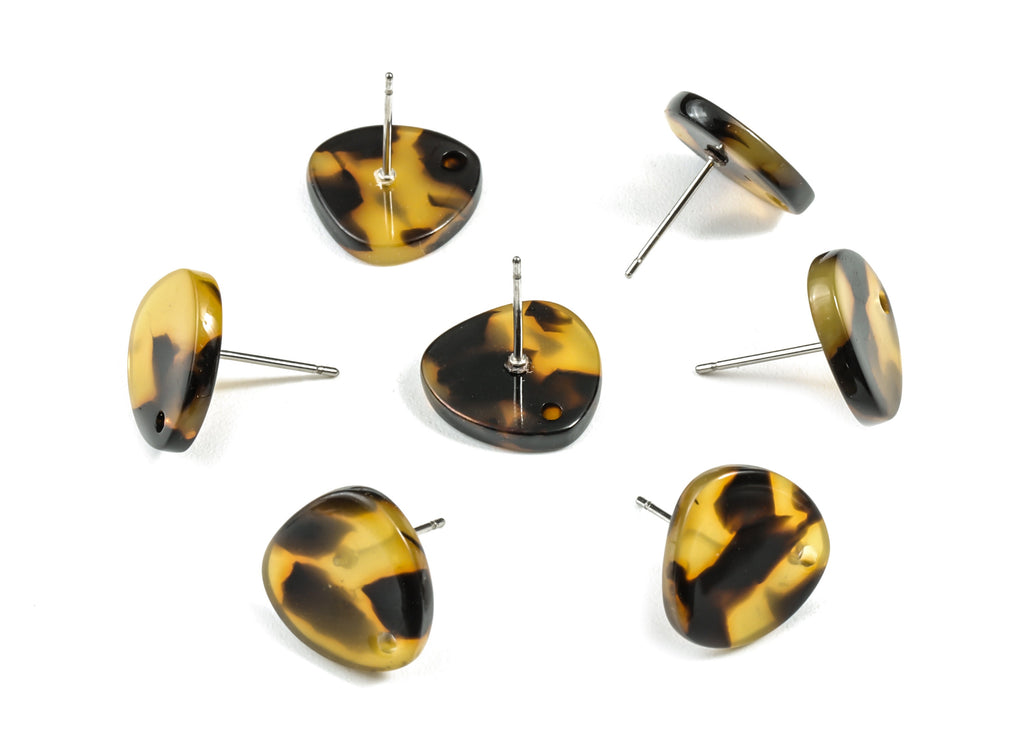 Acetate Acrylic Earring Stud - Tortoise Shell - Triangle Post - Jewelry Making Supplies - Color Code: A01 - 13.8x13.8x2.54mm - AC1590-A01 - DOMEDBAZAAR