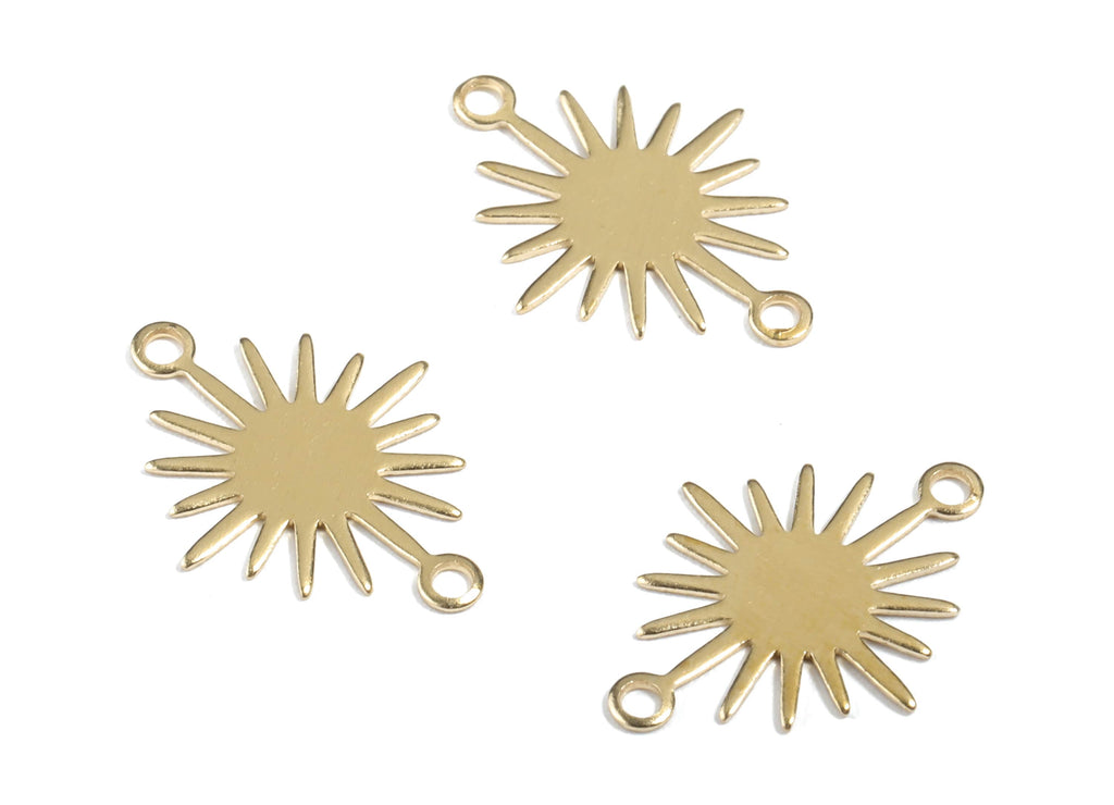 Raw Brass Connector - Sun Shaped Brass Charms - Jewelry Supplies - 17.9x13.2x0.48mm - PP1269S - DOMEDBAZAAR