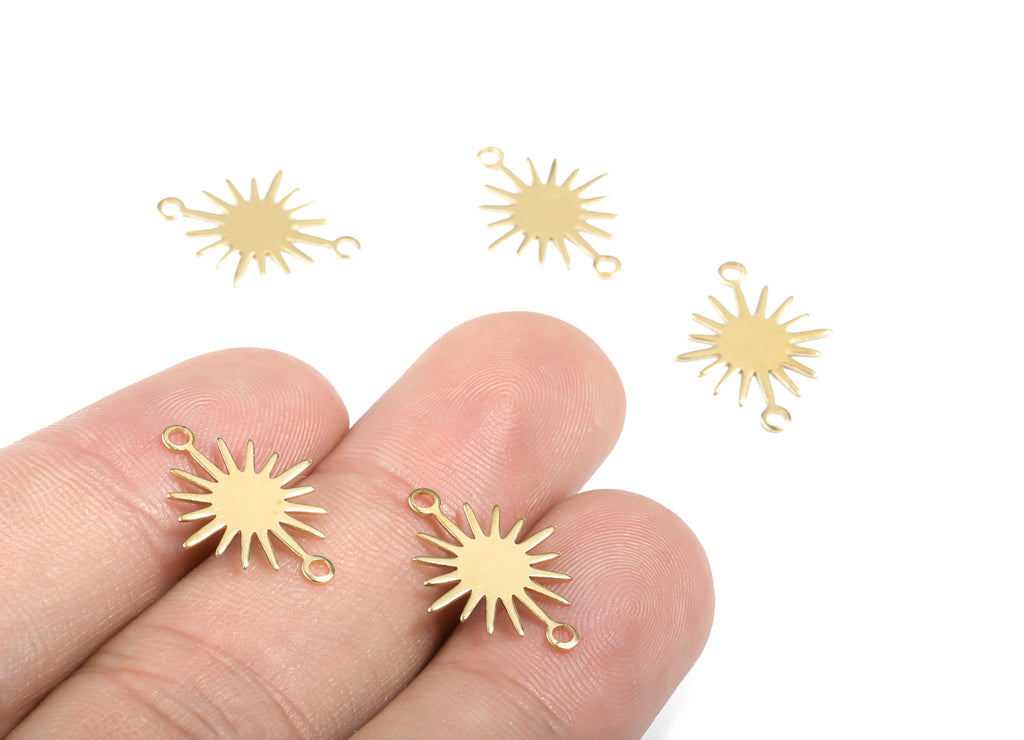 Raw Brass Connector - Sun Shaped Brass Charms - Jewelry Supplies - 17.9x13.2x0.48mm - PP1269S - DOMEDBAZAAR