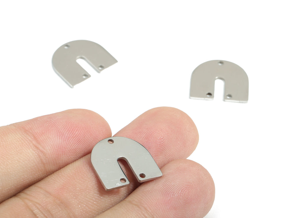Stainless Steel U Connector - U Earrings Charms and Pendant - 3 Hole - Earring Findings - Jewelry Supplies - 15.02x15.9x0.96mm - SS1179 - DOMEDBAZAAR