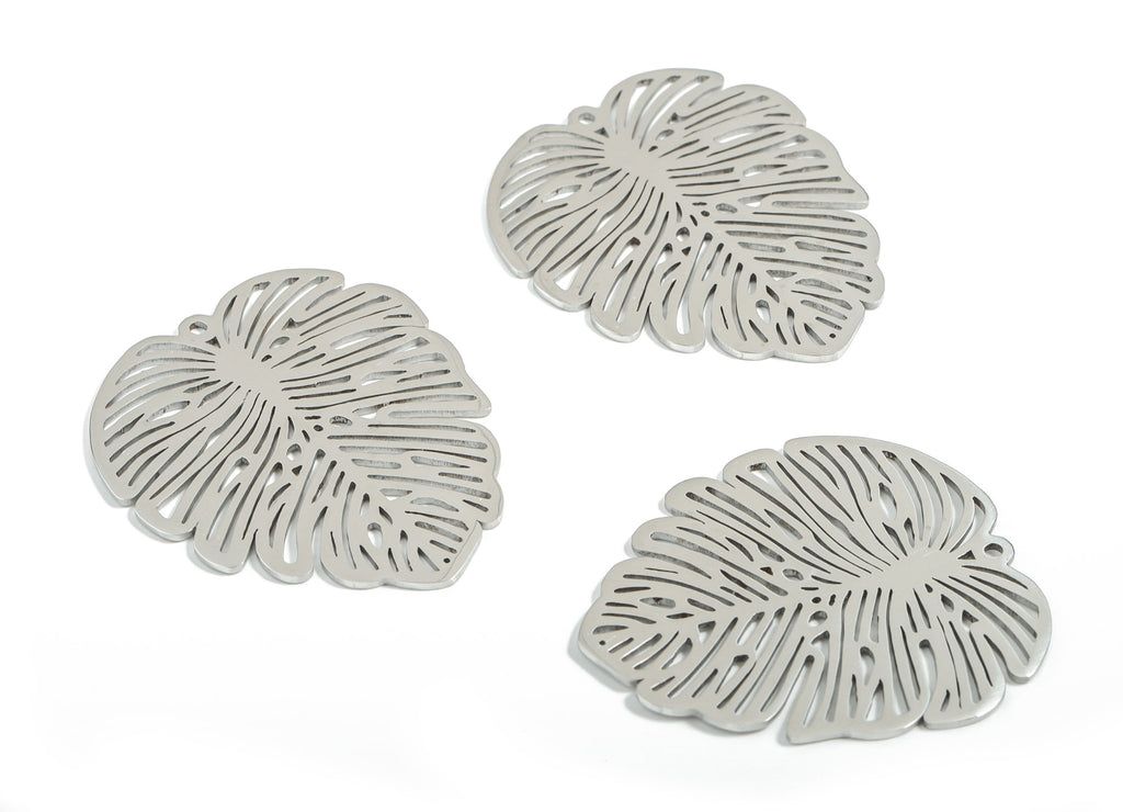 Stainless Steel Leaf Charms - Leaf Earrings and Pendant - Earring Findings - Jewelry Supplies - 39.3x34.5x0.96mm - SS1170 - DOMEDBAZAAR