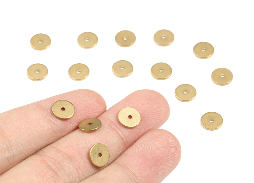 Brass Flat Disc Beads Spacers - Raw Brass Disk Heishi Rondelle Spacers Beads - Earring Findings - Jewelry Supplies - 8.07x8.07x1mm - PP3542 - DOMEDBAZAAR