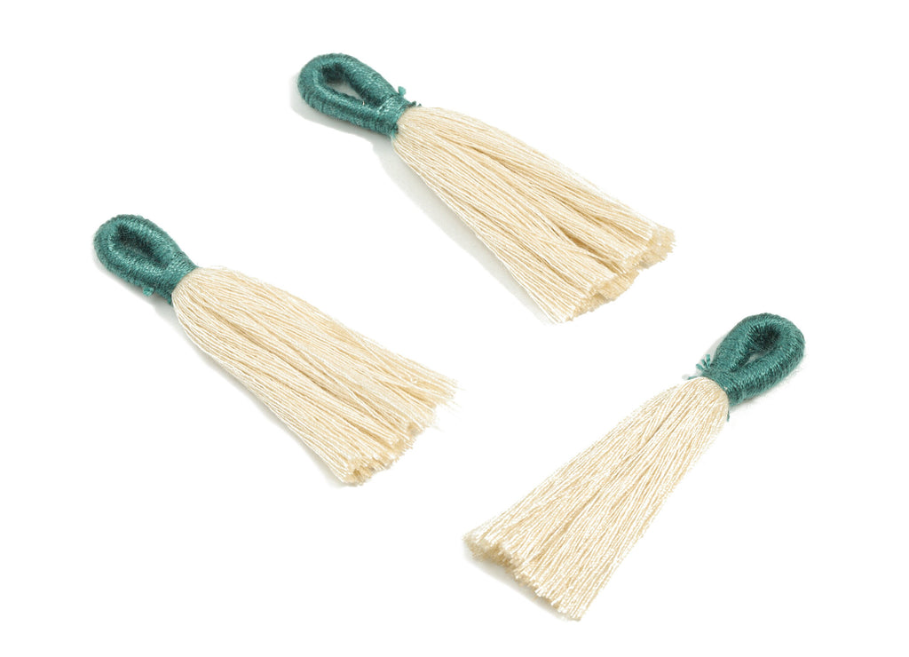 Cotton Tassels With Loop Earrings - Cotton Tassels Earring Charms - Green Boho Earrings -  Jewelry Supplies - 60.42x12.66x4.38mm - TS1147A - DOMEDBAZAAR
