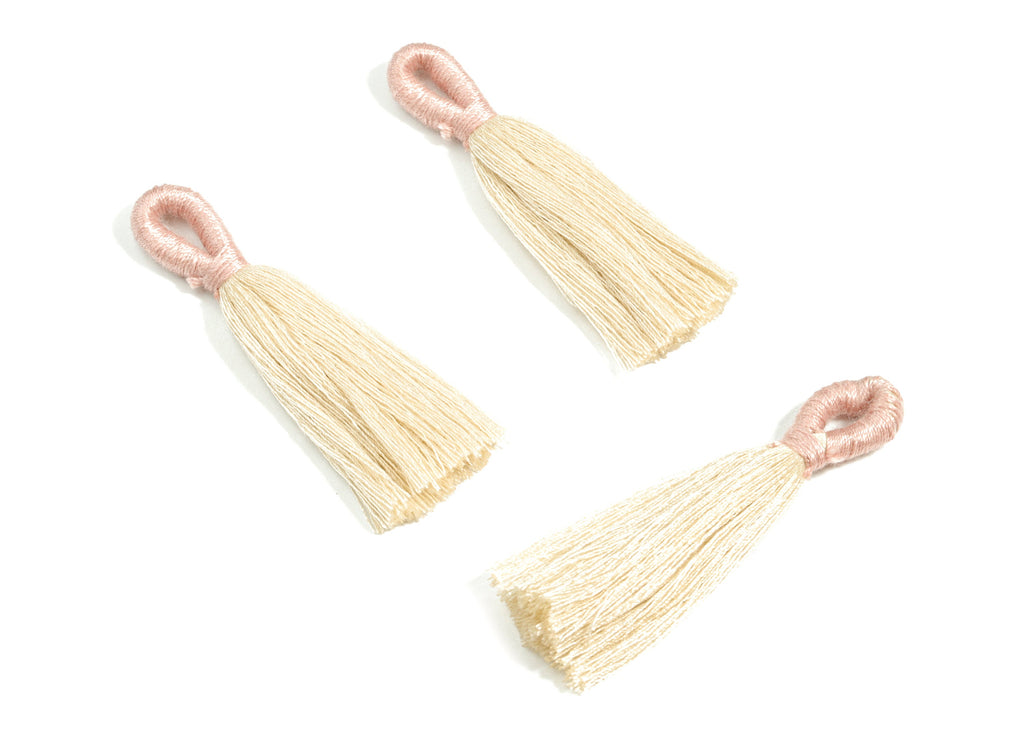 Cotton Tassels With Loop Earrings - Cotton Tassels Earring Charms - Rose Pink Boho Earrings - Jewelry Supplies - 60.28x10.8x4.95mm - TS1147C - DOMEDBAZAAR