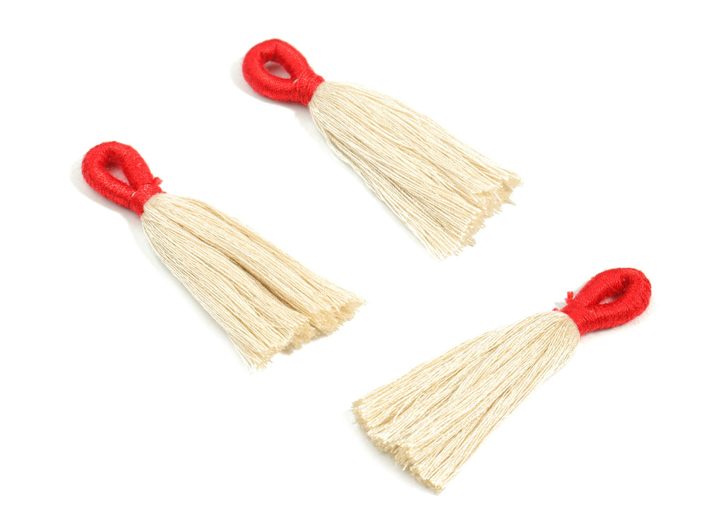 Cotton Tassels With Loop Earrings - Cotton Tassels Earring Charms - Red Boho Earrings - Jewelry Supplies - 61.22x11x5.18mm - TS1147E - DOMEDBAZAAR