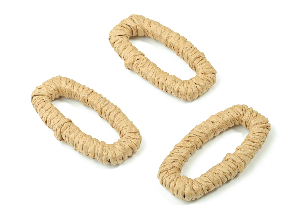 Handwoven Rattan Rope Earrings - Oval Rattan Earrings Charms - Wooden Straw Earrings - Jewelry Handmade - 45.24x23.84x5.8mm - RT1359B - DOMEDBAZAAR