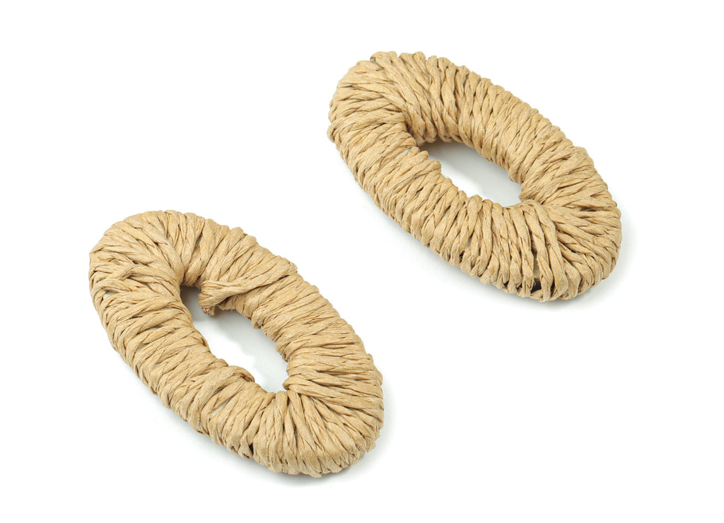 Handwoven Rattan Rope Earrings - Marquise Rattan Earrings Charms - Wooden Straw Earrings - Jewelry Handmade - 52.56x28.94x6.4mm - RT1367B - DOMEDBAZAAR