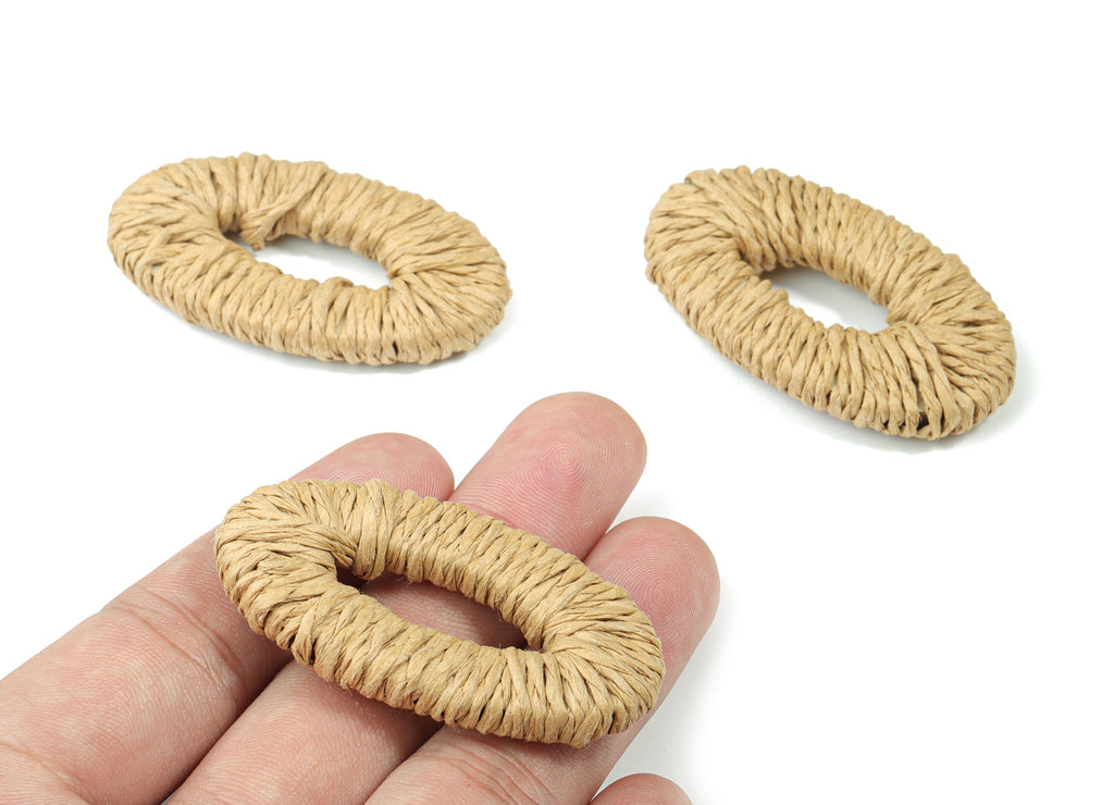 Handwoven Rattan Rope Earrings - Marquise Rattan Earrings Charms - Wooden Straw Earrings - Jewelry Handmade - 52.56x28.94x6.4mm - RT1367B - DOMEDBAZAAR