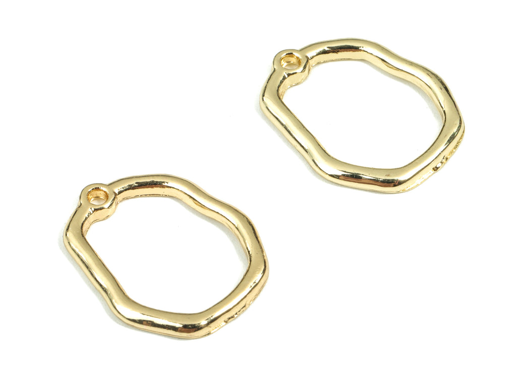 Alloy Oval Earring Charms - Gold Oval Pendant - KC Gold Plating - Earring Findings - Jewelry Supplies - 19.65x15.77x1.62mm - ZZ1691 - DOMEDBAZAAR