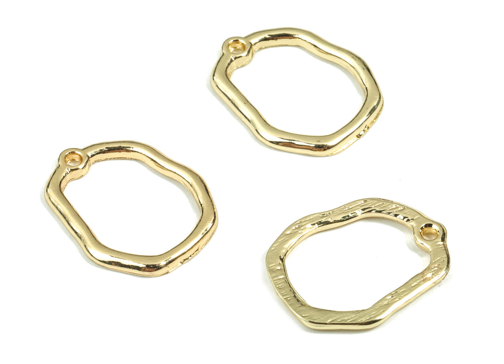 Alloy Oval Earring Charms - Gold Oval Pendant - KC Gold Plating - Earring Findings - Jewelry Supplies - 19.65x15.77x1.62mm - ZZ1691 - DOMEDBAZAAR