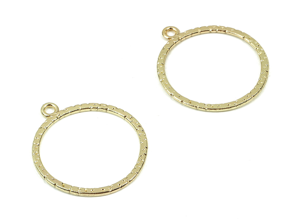 Alloy Circle Earring Charms - KC Gold Round Pendant - KC Gold Plating - Earring Findings - Jewelry Supplies - 30.72x27.78x1.4mm - ZZ1696 - DOMEDBAZAAR