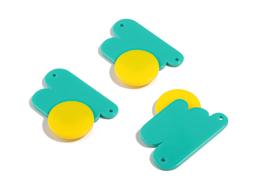 Acrylic Geometric Charms - Round Earring and Pandant - Earring Findings - Jewelry Supplies - 34.56x27.83x4.76mm - AC1911 - DOMEDBAZAAR