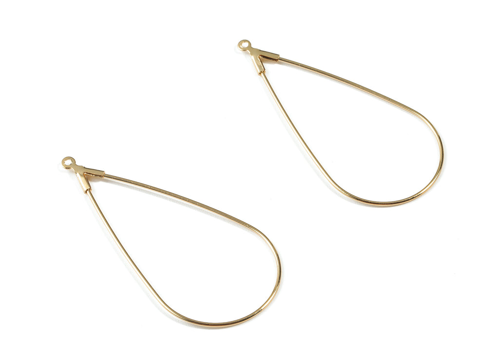 Brass Drop Earring Hoops - Brass Teardrop Earring Ear Wire - 18K Real Gold Plated Brass - Jewelry Supplies - 45.89x21.82x1.51mm - RGP2652 - DOMEDBAZAAR