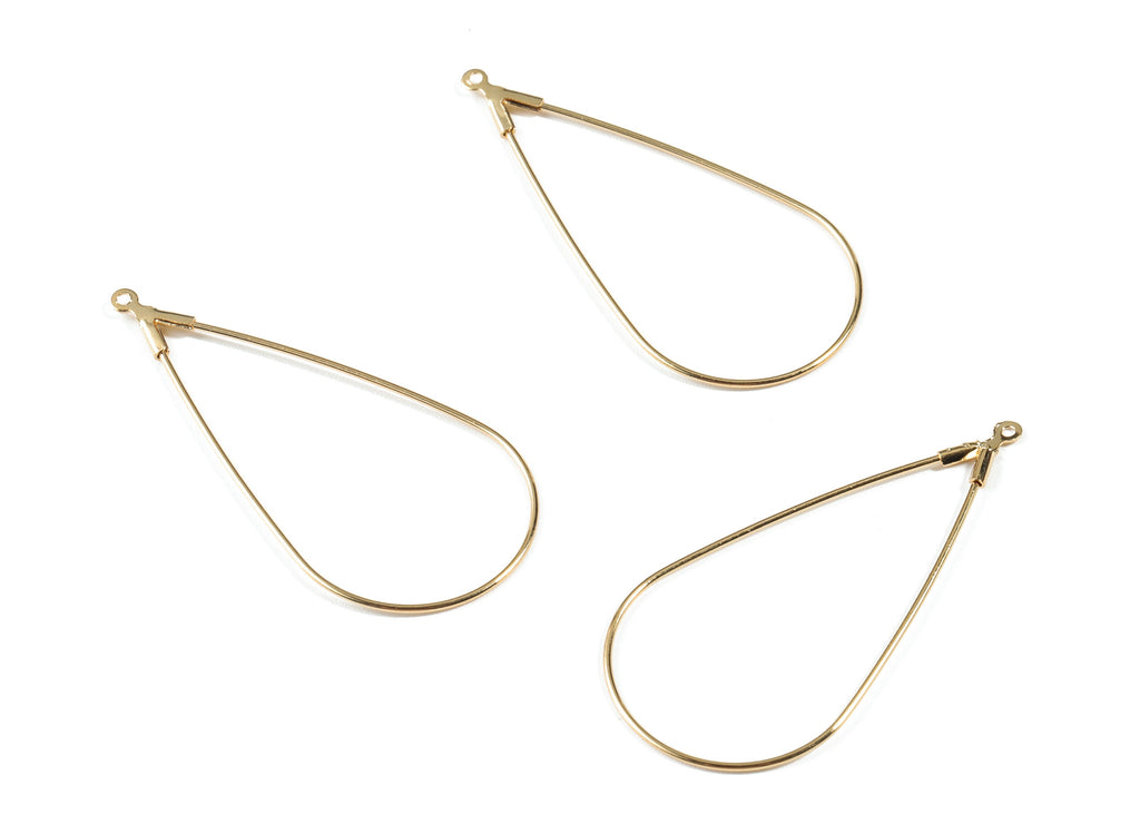 Brass Drop Earring Hoops - Brass Teardrop Earring Ear Wire - 18K Real Gold Plated Brass - Jewelry Supplies - 45.89x21.82x1.51mm - RGP2652 - DOMEDBAZAAR