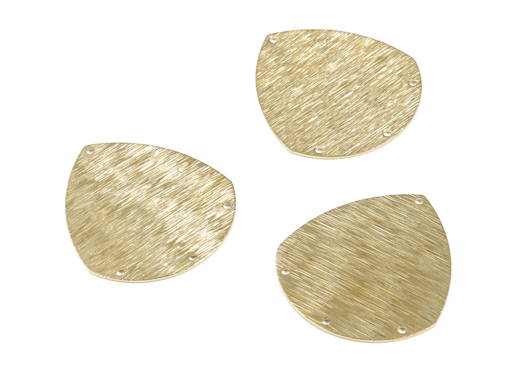 Brass Drop Earring Connector - Raw Brass Textured Teardrop Earings - Brass 4 Hole Connector - Jewelry Supplies - 35.52x32.96x0.98mm - PP3552 - DOMEDBAZAAR