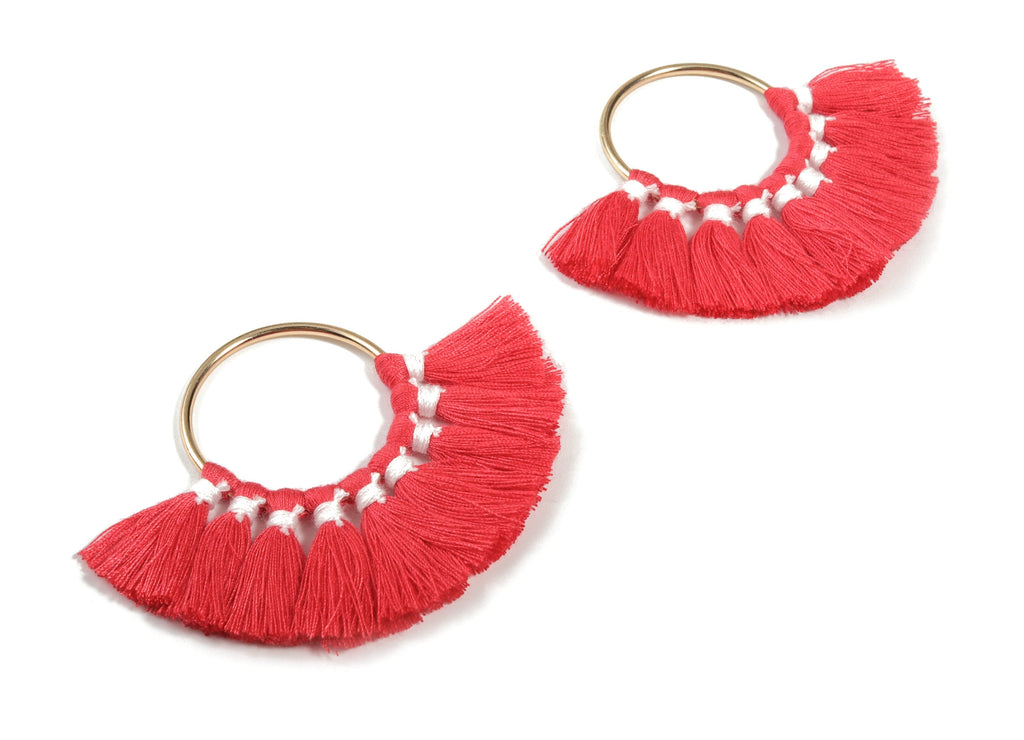 Fan Tassel Earring Charms With Ring - Tassel Earring Pendant - Fan Ring Earrings - Earring Accessories - 55.63x35.45x3.17mm - TS1150A - DOMEDBAZAAR