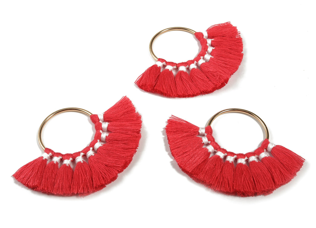 Fan Tassel Earring Charms With Ring - Tassel Earring Pendant - Fan Ring Earrings - Earring Accessories - 55.63x35.45x3.17mm - TS1150A - DOMEDBAZAAR