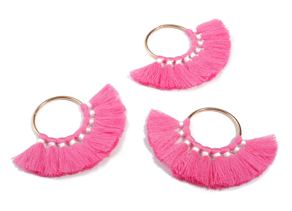 Fan Tassel Earring Charms With Ring - Tassel Earring Pendant - Fan Ring Earrings - Earring Accessories - 55.63x35.45x3.17mm - TS1150E - DOMEDBAZAAR