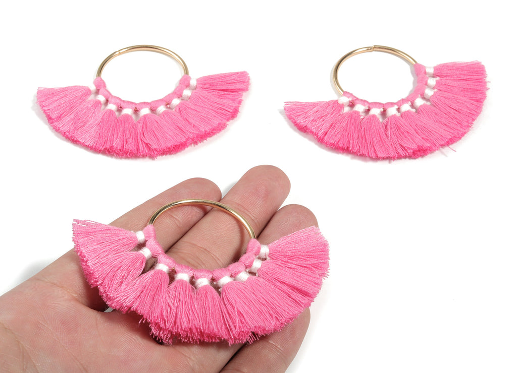 Fan Tassel Earring Charms With Ring - Tassel Earring Pendant - Fan Ring Earrings - Earring Accessories - 55.63x35.45x3.17mm - TS1150E - DOMEDBAZAAR