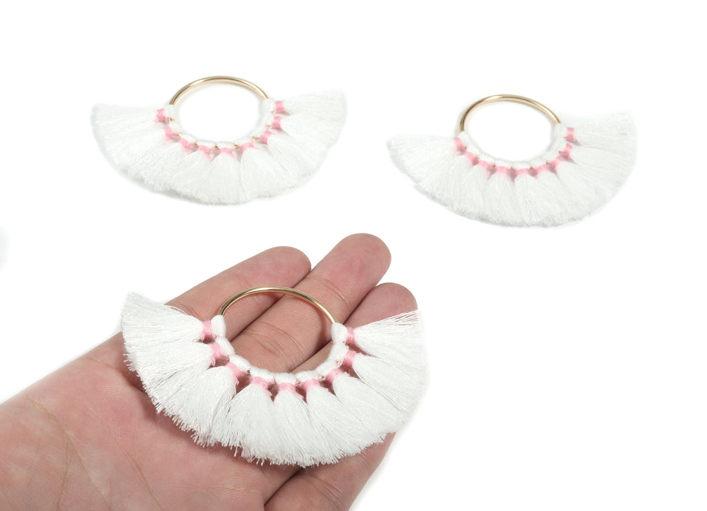 Fan Tassel Earring Charms With Ring - Tassel Earring Pendant - Fan Ring Earrings - Earring Accessories - 55.63x35.45x3.17mm - TS1150J - DOMEDBAZAAR