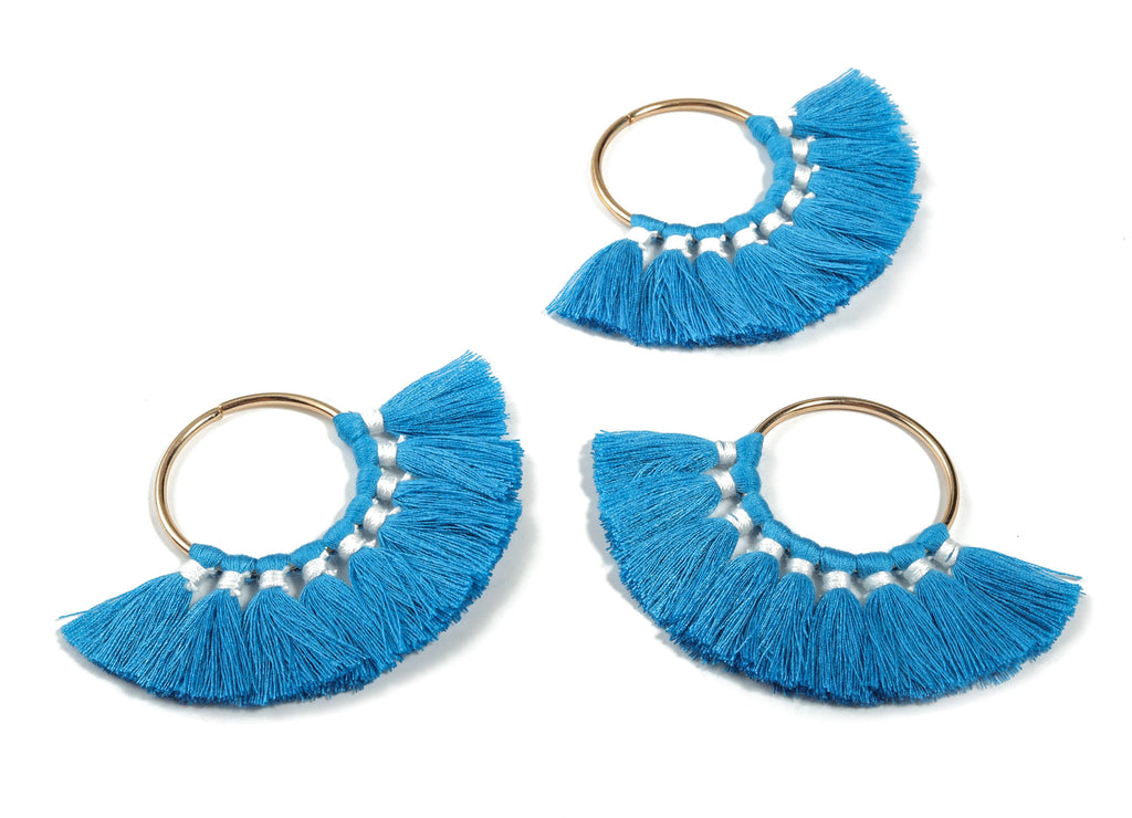 Fan Tassel Earring Charms With Ring - Tassel Earring Pendant - Fan Ring Earrings - Earring Accessories - 55.63x35.45x3.17mm - TS1150P - DOMEDBAZAAR