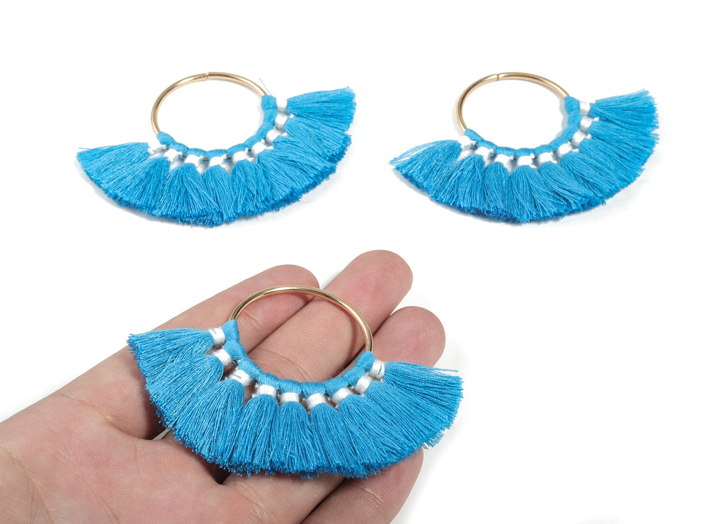 Fan Tassel Earring Charms With Ring - Tassel Earring Pendant - Fan Ring Earrings - Earring Accessories - 55.63x35.45x3.17mm - TS1150P - DOMEDBAZAAR