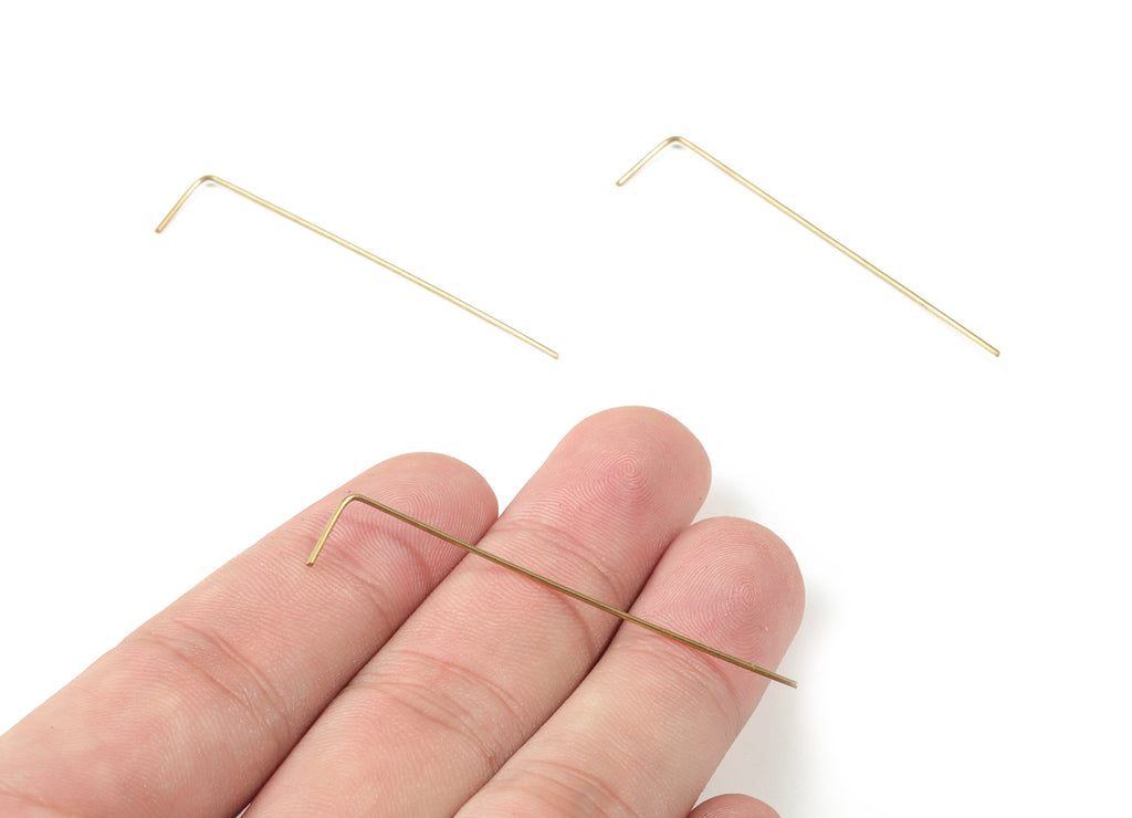 Brass Wire Ear Hook - Raw Brass Geometric Earring Wires - Perfect For VINYL Heishi Beads Clay Disc - Jewelry Supplies - 50x10x0.7mm - PP3560 - DOMEDBAZAAR