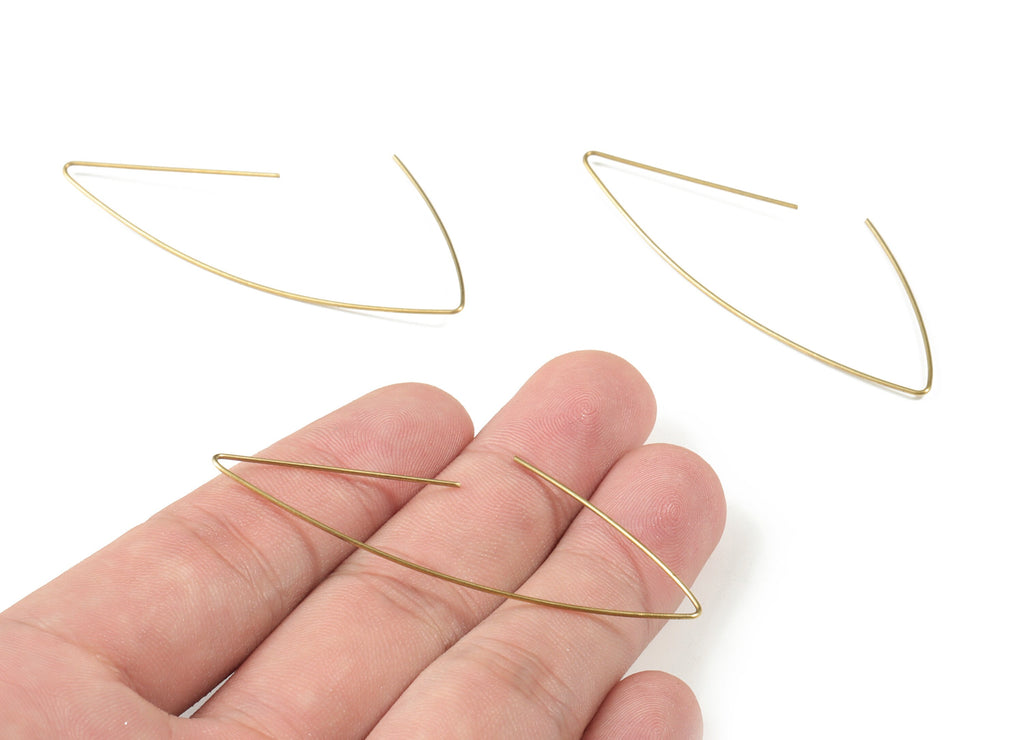 Brass Wire Ear Hook - Raw Brass Geometric Earring Wires - Perfect For VINYL Heishi Beads Clay Disc - Jewelry Supplies - 62x21x0.7mm - PP3561 - DOMEDBAZAAR