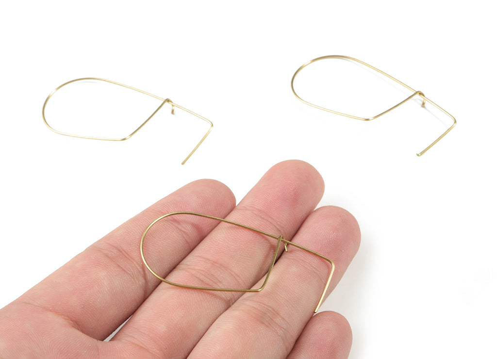 Brass Wire Ear Hook - Raw Brass Geometric Earring Wires - Perfect For VINYL Heishi Beads Clay Disc - Jewelry Supplies - 50x25x0.7mm - PP3564 - DOMEDBAZAAR